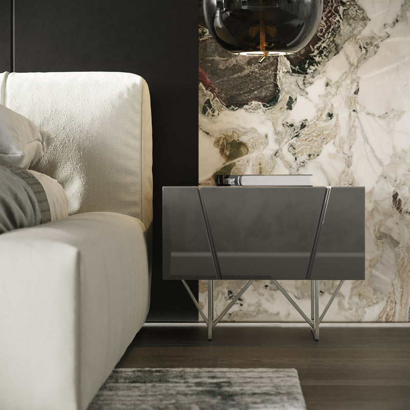 Modrest Chrysler Modern Grey Nightstand