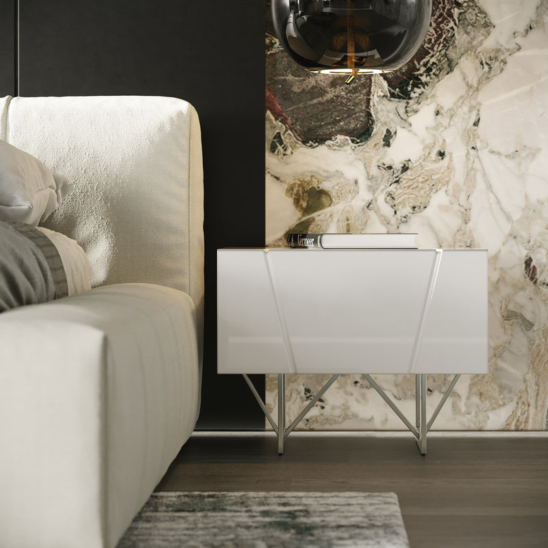 Modrest Chrysler Modern White Nightstand