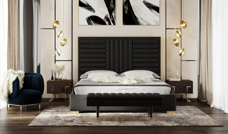 Modrest Daystar - Modern Dark Brown Velvet & Gold Bed