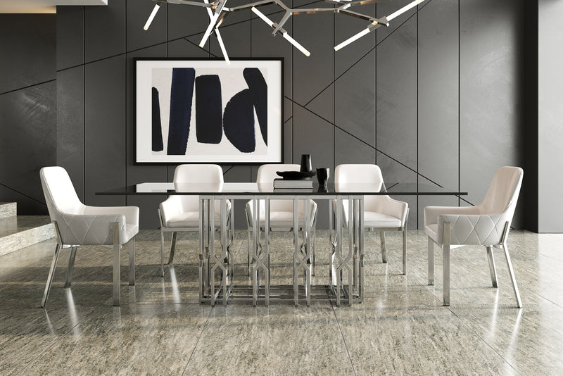 Modrest Ericson - Modern Glass & Stainless Steel Dining Table