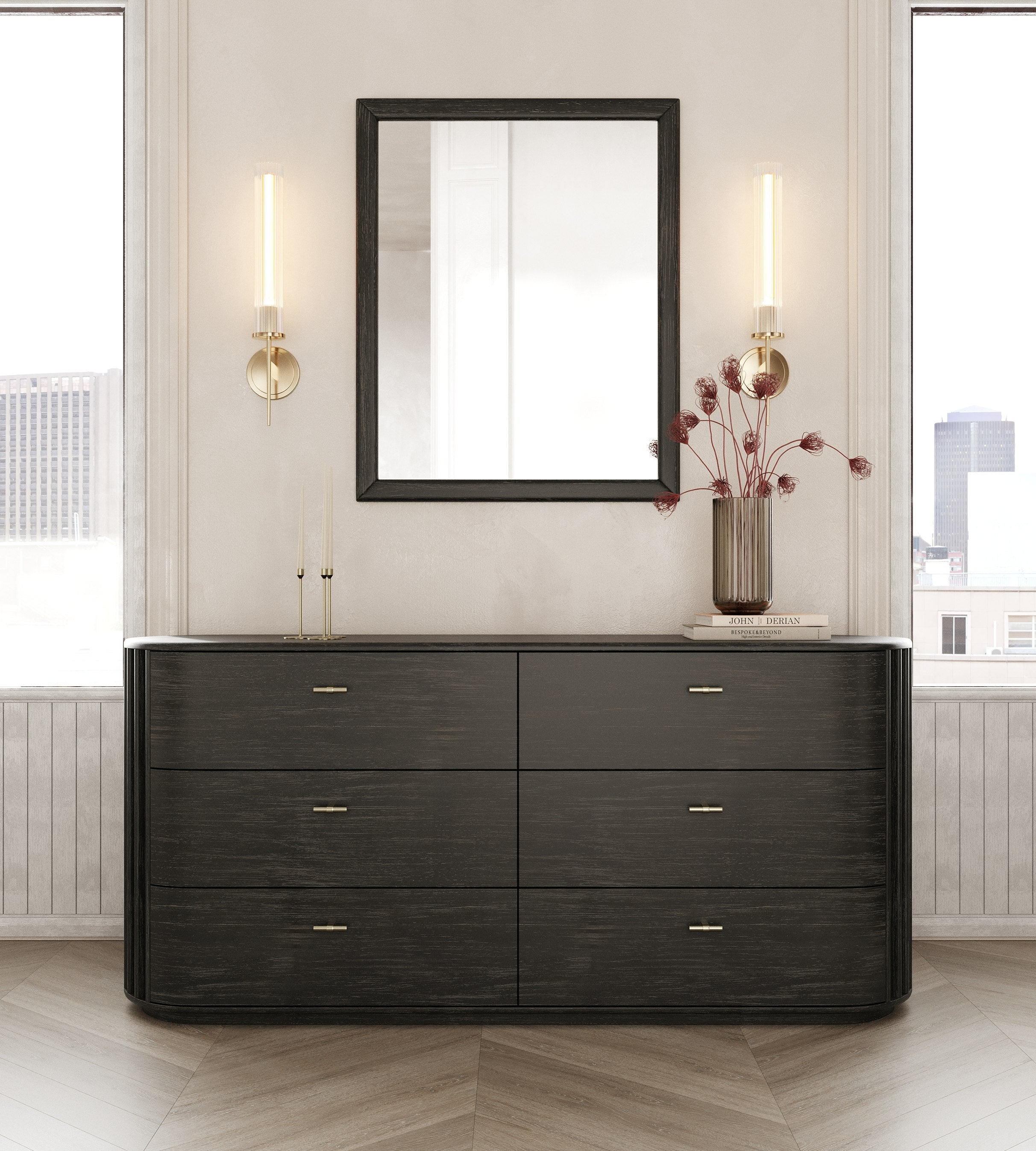 Modrest Fields - Modern Black Acacia Mirror