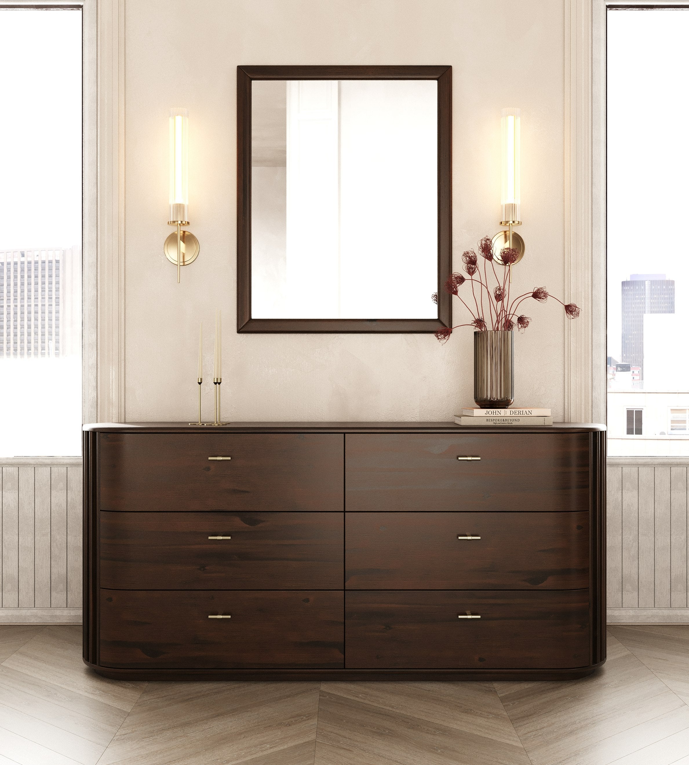 Modrest Fields - Modern Walnut Acacia Mirror