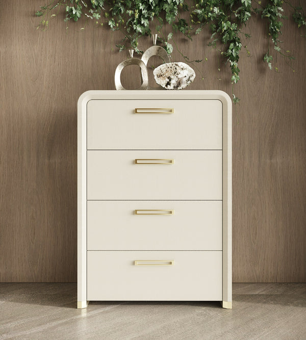 Modrest Florence - Modern Beige Leatherette + Gold Chest