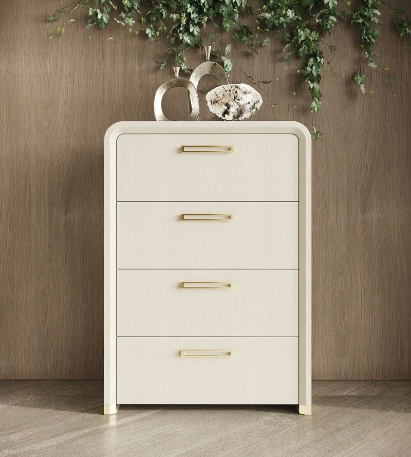 Modrest Florence - Modern Beige Leatherette + Gold Chest