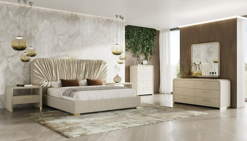 Modrest Florence - Modern Beige Leatherette + Gold Chest