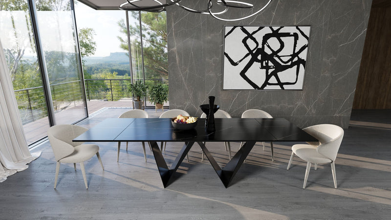 Modrest Fritz - Modern Black Extendable Ceramic Dining Table