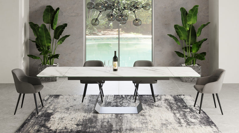 Modrest Howell - Modern White Ceramic Extendable Dining Table