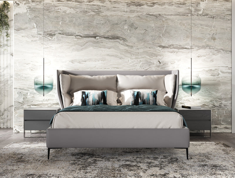 Modrest Jolene - Eastern King Dark & Light Grey Leatherette Bed