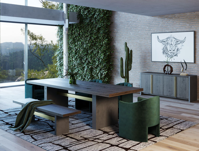 Modrest June - Modern Dark Grey & Walnut Dining Table