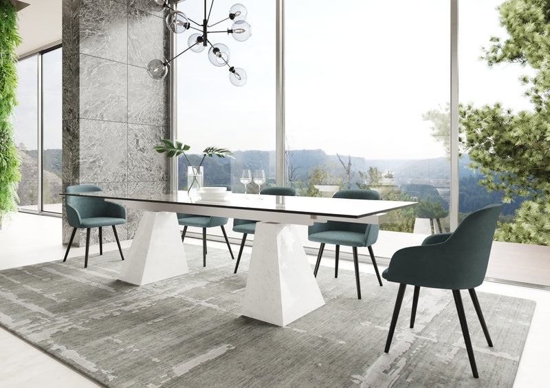 Modrest Latrobe - Modern Extendable Quartz Stone & Glass Dining Table