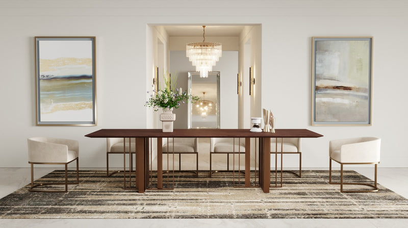 Modrest Livia - Modern Wenge & Gold Stainless Steel Dining Table