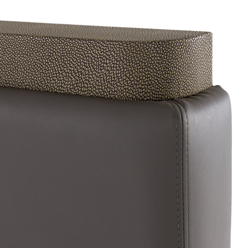 Eastern King Modrest Lois - Modern Grey Leather & Beige Shagreen Bed