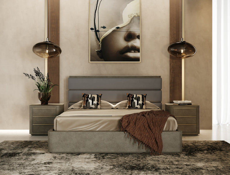 Modrest Lois - Modern Beige Shagreen + Brass Nightstand
