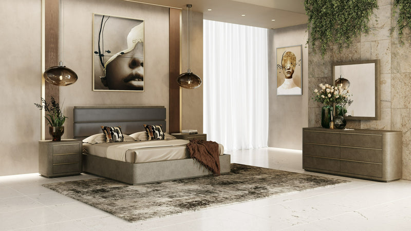 Modrest Lois - Modern Beige Shagreen + Brass Nightstand