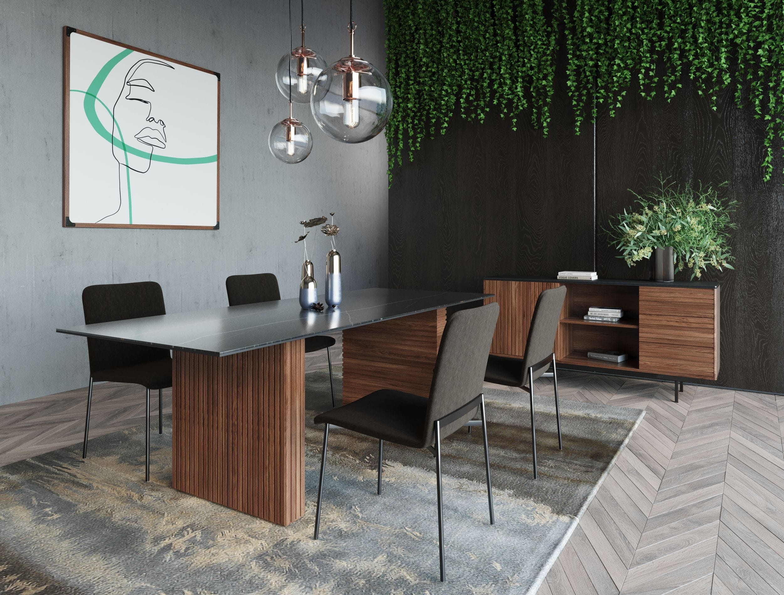 Modrest Maggie - Modern Walnut and Grey Buffet