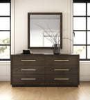 Modrest Manhattan - Contemporary Brown Oak and Gold Dresser
