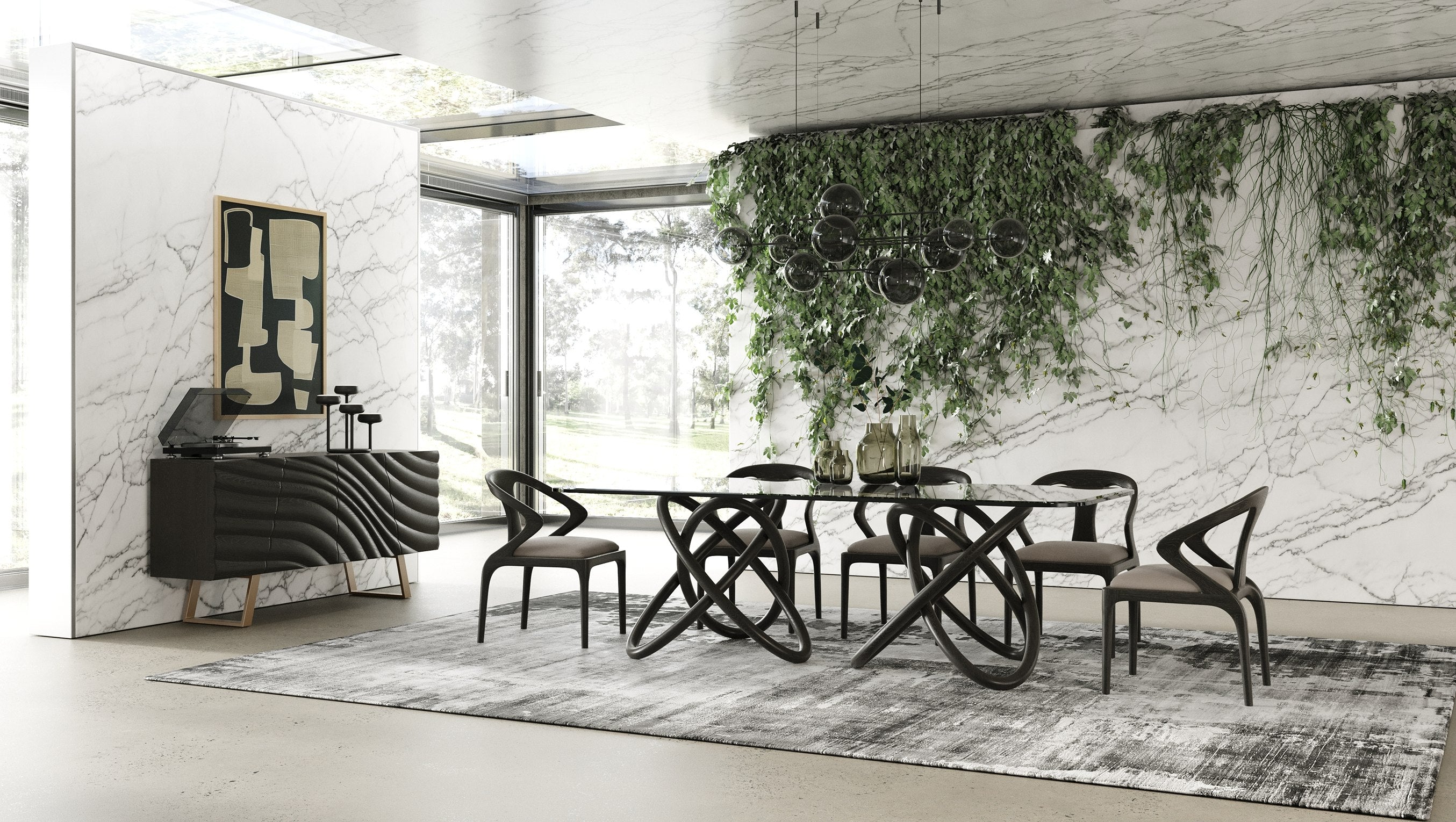 Modrest Finley Mid-Century Black & Gold Buffet
