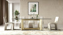 Modrest Mingus - Modern Glass + Brushed Brass Rectangualr Dining Table