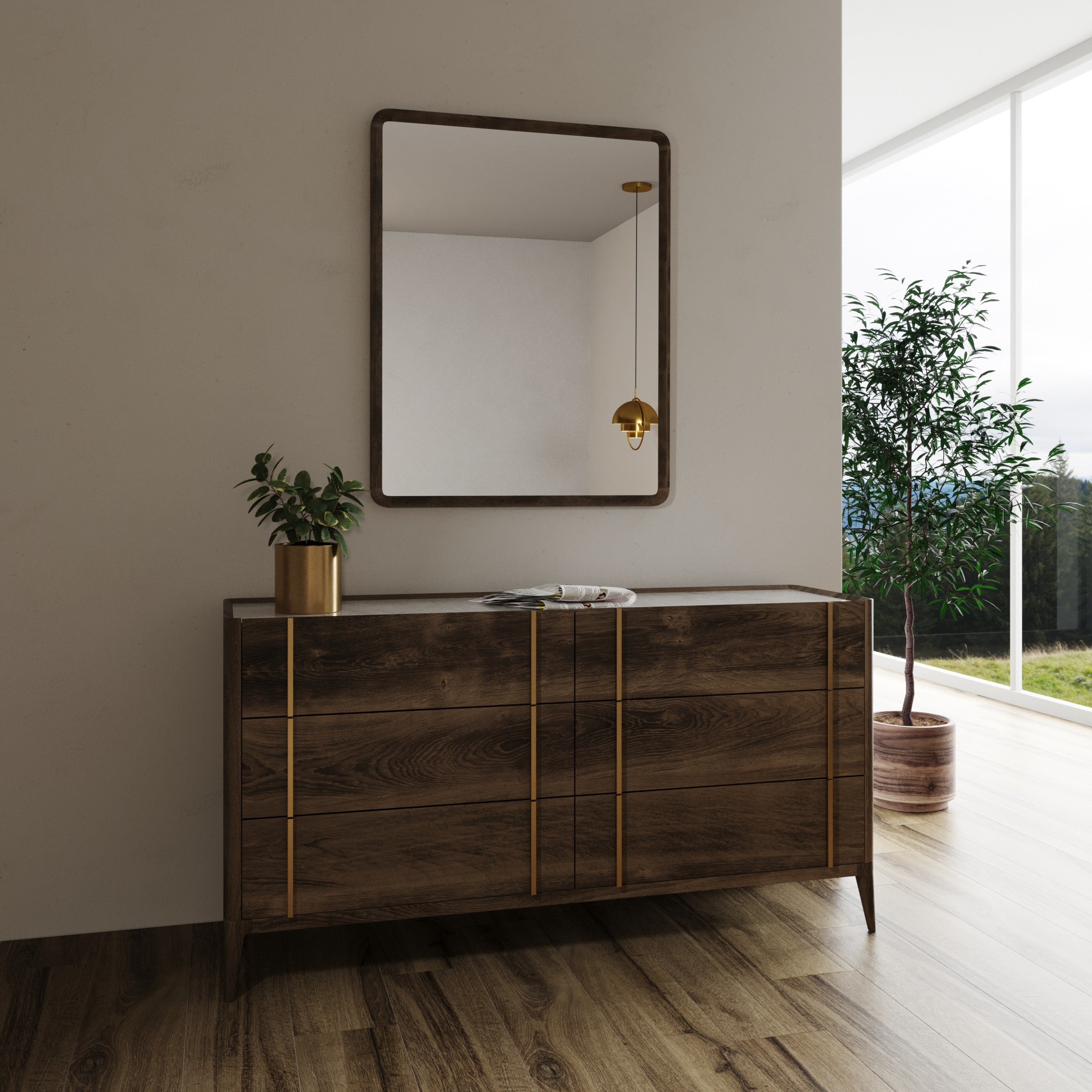Modrest Oakley - Mid-Century Dark Brown Mirror