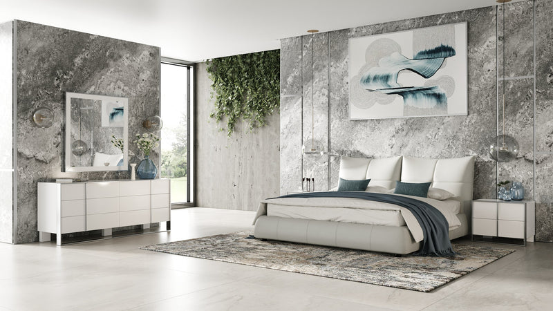 Modrest Patrick - Modern Light Grey Leather Bed