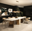 Modrest Reynold - Glam Faux Marble + Gold Stainless Steel Dining Table