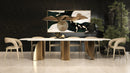 Modrest Reynold - Glam Faux Marble + Gold Stainless Steel Dining Table