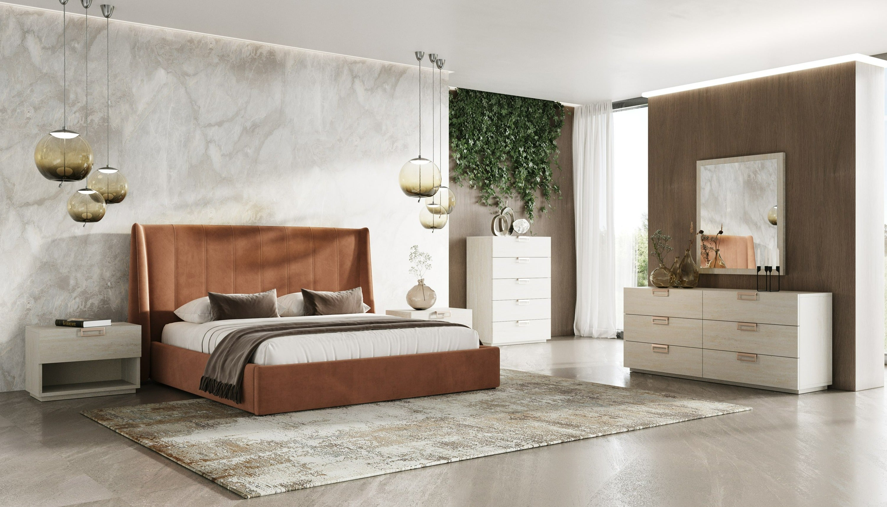 Lamod Italia Lago - Modern Faux Travertine Mirror