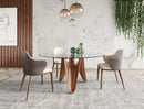 Modrest Seguin - Round Glass + Walnut Dining Table