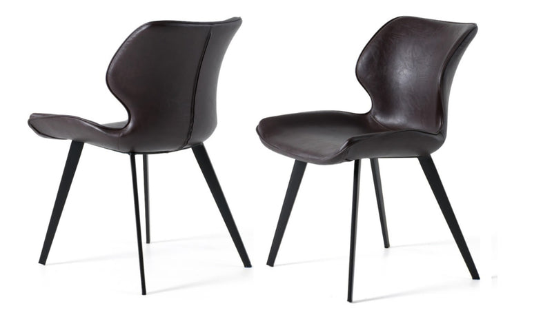 Modrest Moira - Modern Dark Brown Eco-Leather Dining Chair (Set of 2)