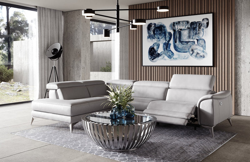 Lamod Italia Monte Carlo - Italian Modern Grey Leather RAF Sectional Sofa