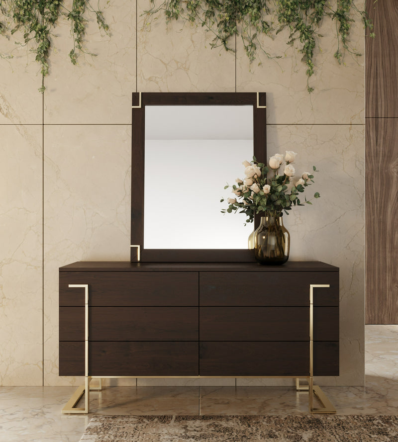 Modrest Moontide - Modern Smoked Ash & Gold Mirror