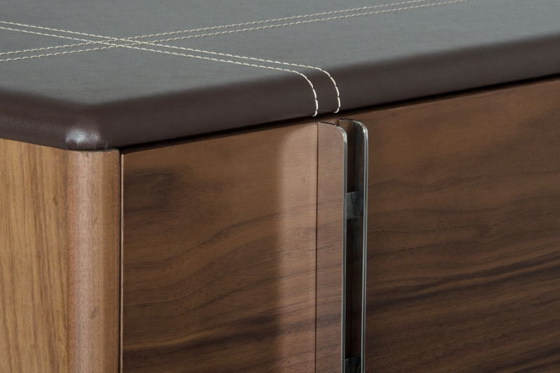 Nova Domus Ria Contemporary Brown Eco-Leather & Walnut Nightstand