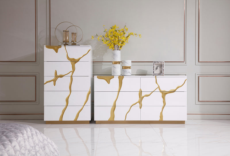 Modrest Aspen Modern White & Gold Chest