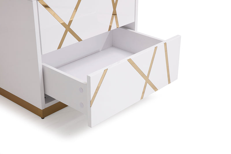 Modrest Nixa Modern White & Gold Nightstand