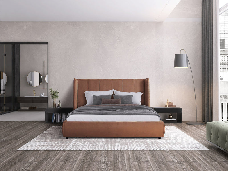 Modrest Emilia - Modern Burnt Orange Velvet Bed