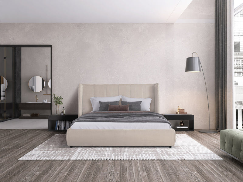 Modrest Emilia - Modern Beige Velvet Bed
