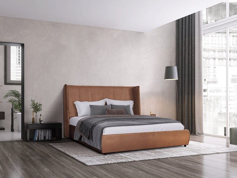 Modrest Emilia - Modern Burnt Orange Velvet Bed
