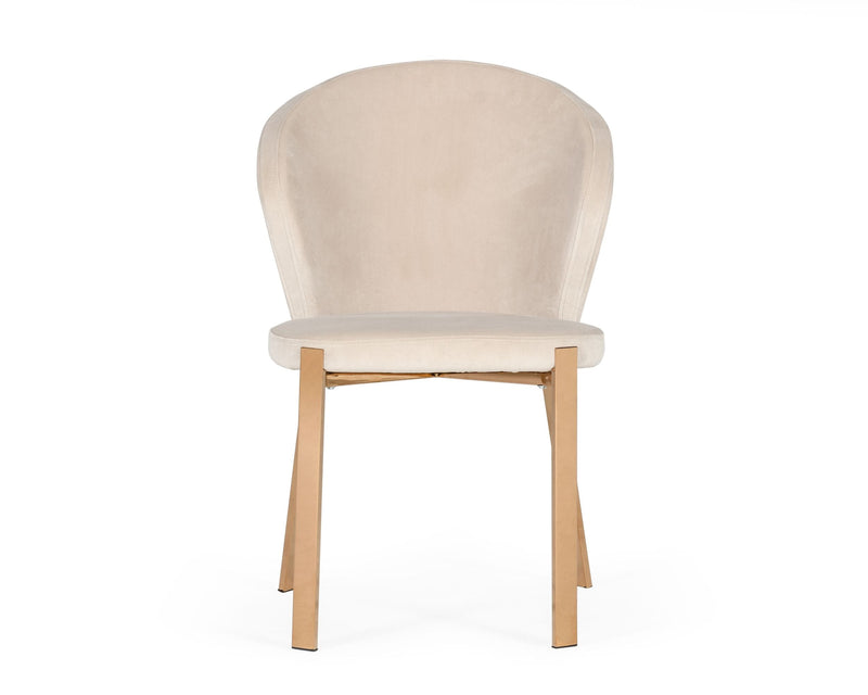 Modrest Nadia - Modern Beige Velvet & Rosegold Dining Chair (Set of 2)
