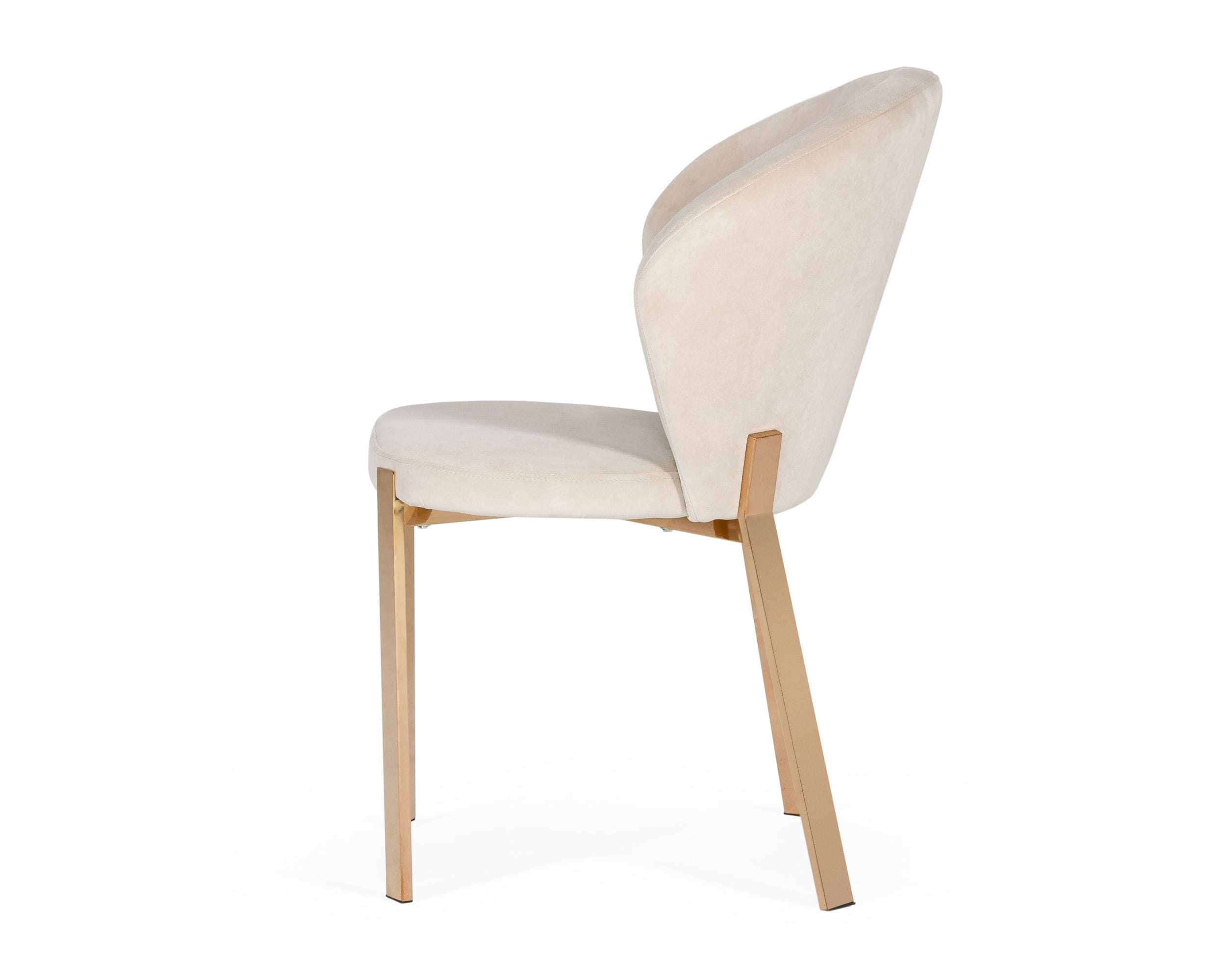 Modrest Nadia - Modern Beige Velvet & Rosegold Dining Chair (Set of 2)