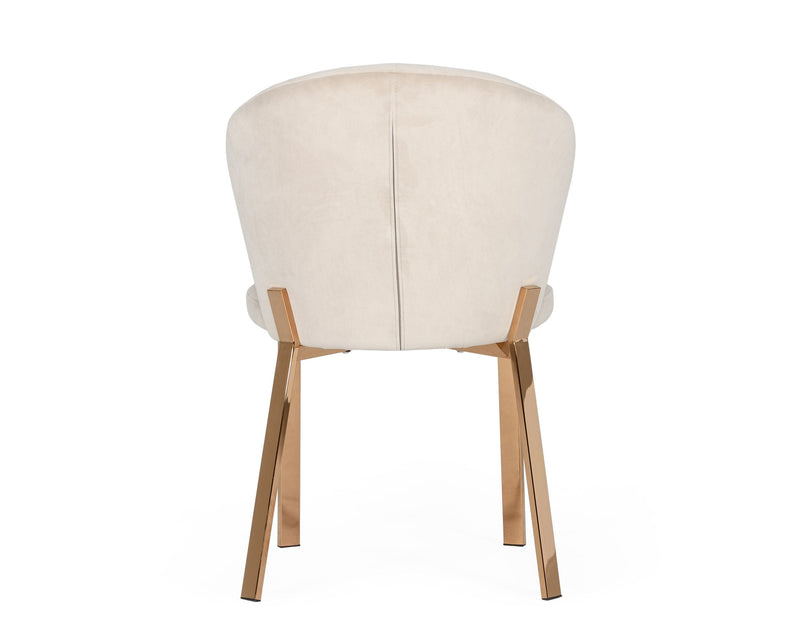 Modrest Nadia - Modern Beige Velvet & Rosegold Dining Chair (Set of 2)