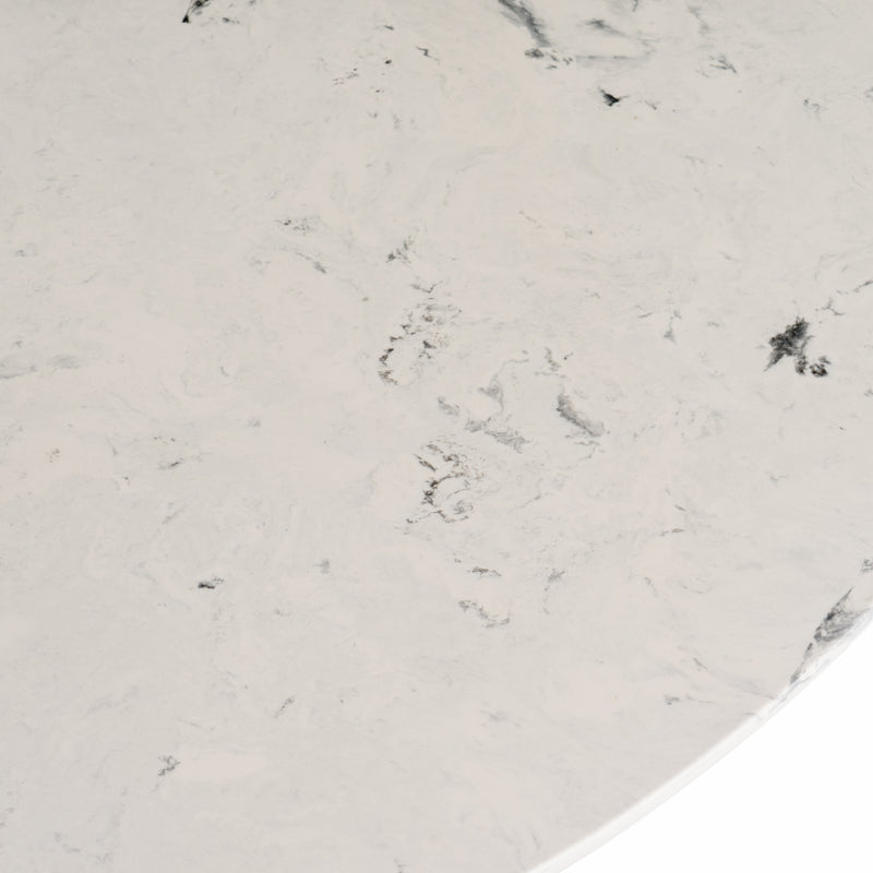 Modrest Nancy - Mid-Century Modern White Marble + Walnut Round Dining Table