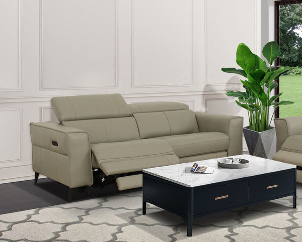Divani Casa Nella - Modern Light Grey Leather Loveseat w/ Electric Recliners