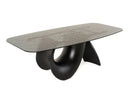 Modrest Neptune - Modern Grey Wave Glass + Black Dining Table