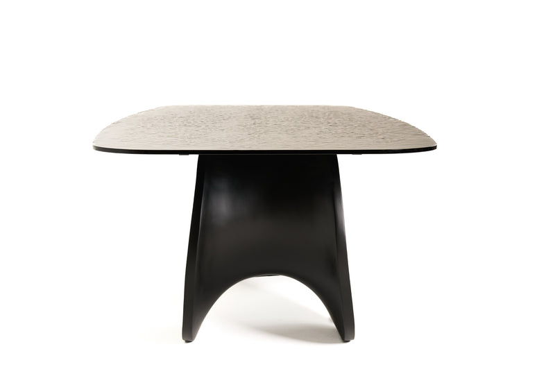 Modrest Neptune - Modern Grey Wave Glass + Black Dining Table