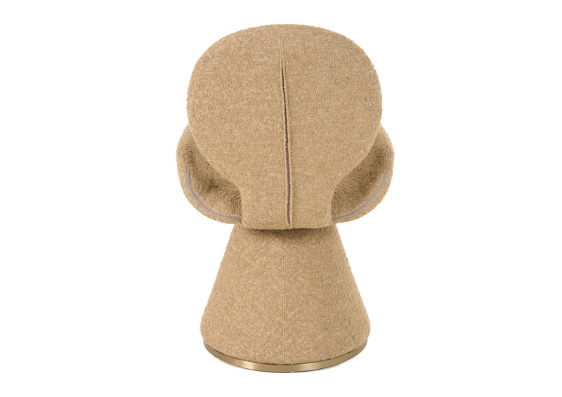 Modrest Neptune - Contemporary Beige Fabric + Brushed Brass Dining Chair