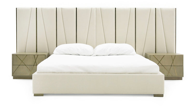 Modrest Nixa - Modern Beige Velvet + Brushed Bronze Bed