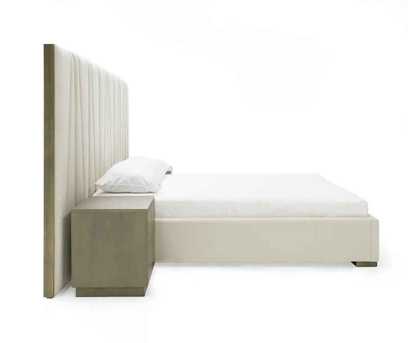 Modrest Nixa - Modern Beige Velvet + Brushed Bronze Bed