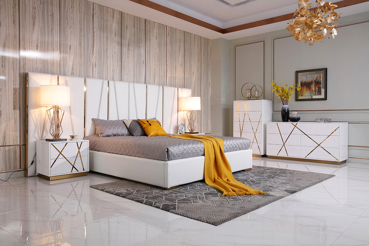 Modrest Nixa Modern White & Gold Chest