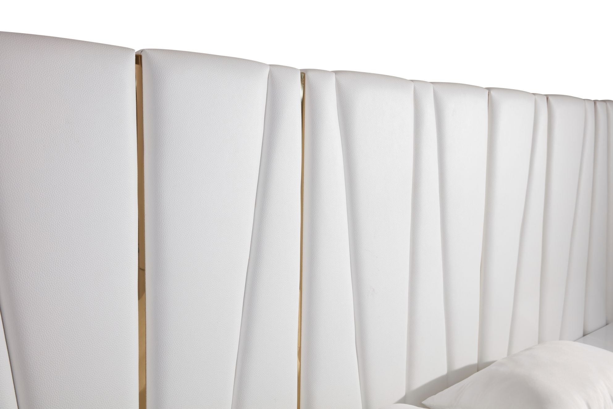 Modrest Nixa - Queen Modern White +  Gold Bed + Nightstands