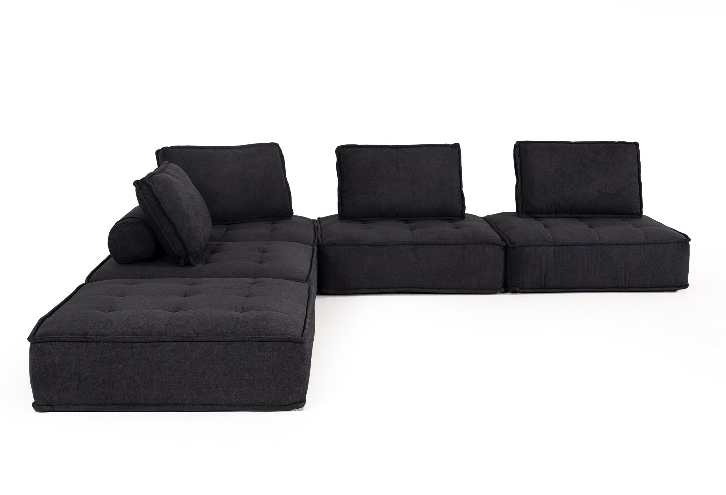 Divani Casa Nolden - Modern Black Fabric Modular Sectional Sofa